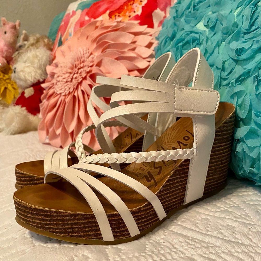 Blowfish White Wedge Sandal